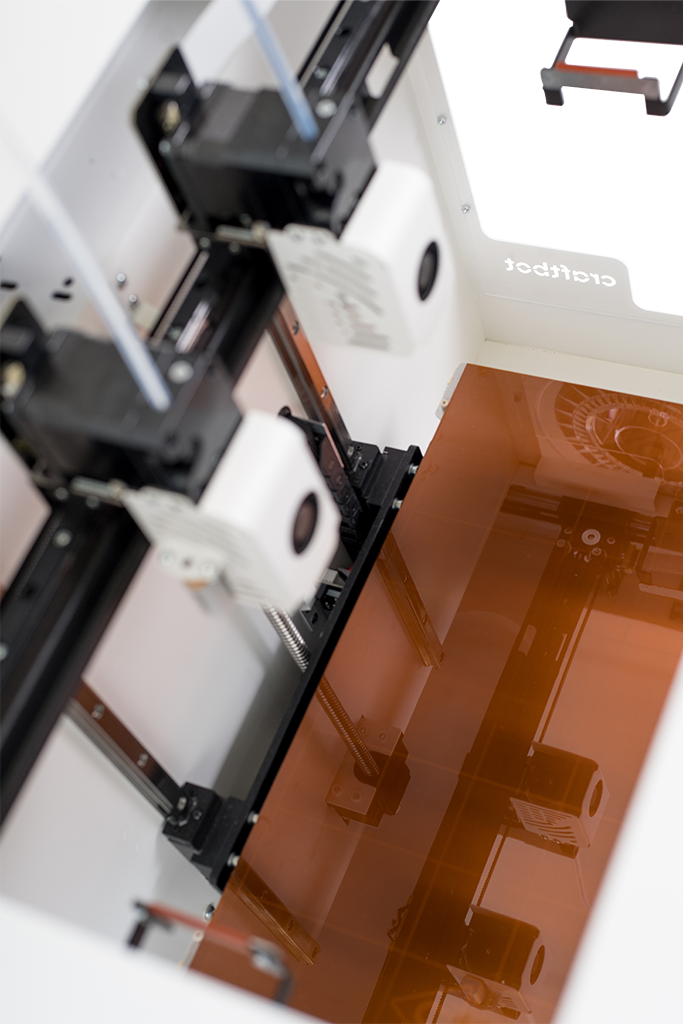 3D printing, 3D printer, Craftbot Flow IDEX XL, Plug & Play, Large scale, Additive manufacturing, Printer bed, Compact workhorse, FDM printer, High-technology features, 2 different materials, Parallel printing, Dual extruder, Touch screen