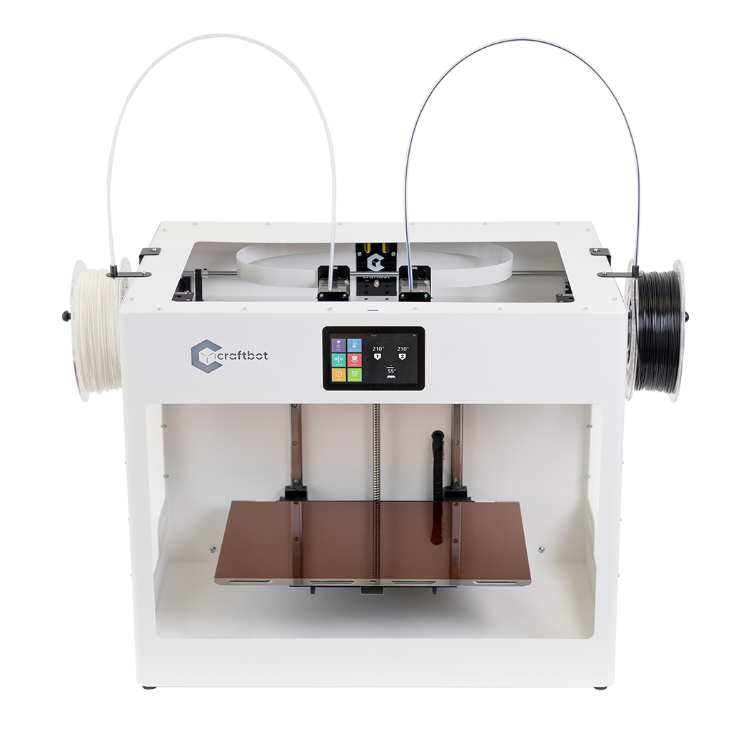 3D printing, 3D printer, Craftbot, Craftbot Flow IDEX, High-quality, FDM printer, Mesh bed leveling, Easy setup, Quality, Dual extruder, Professional, Production optimization, Filament